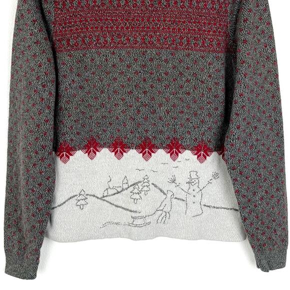 Vintage Woolrich Women’s Embroidered Sweater Snowman Fair Isle Winter Medium - Picture 4 of 9